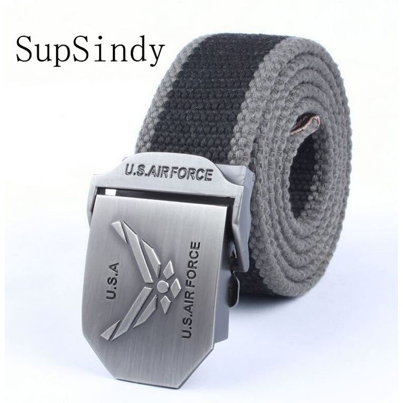 SupSindy Men&women Canvas belt US Air Force metal buckle luxury jeans belts for men vintage tactical belt military strap male