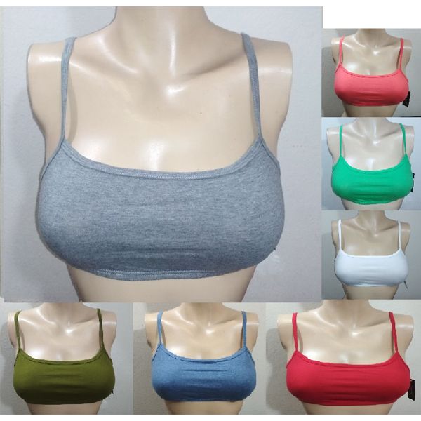Cotton Non Foam Non Wire Spaghetti shoulder straps Bra Grey Color