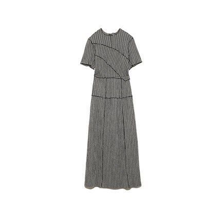 Neploe Chic Wooden Ear Patchwork Pleated Women Dress Spring Summer Drawstring Vestidos New High Waist Plaid Dresses 1H970
