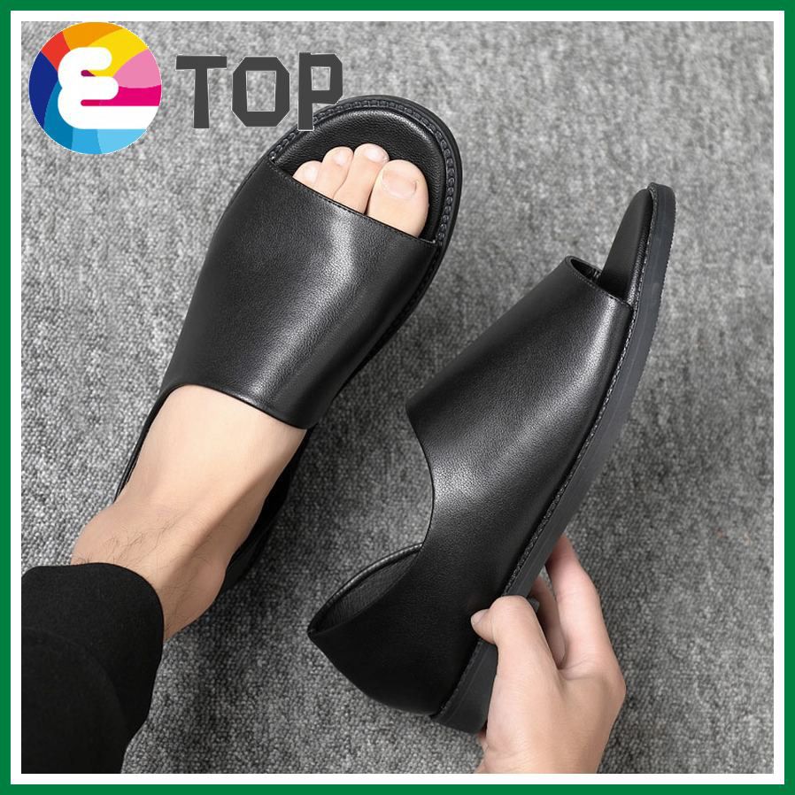 Fashion Rome Sandals For Men Leather Beach Sandals Black Male Summer Shoes Comfortable Gladiator Men Sandals