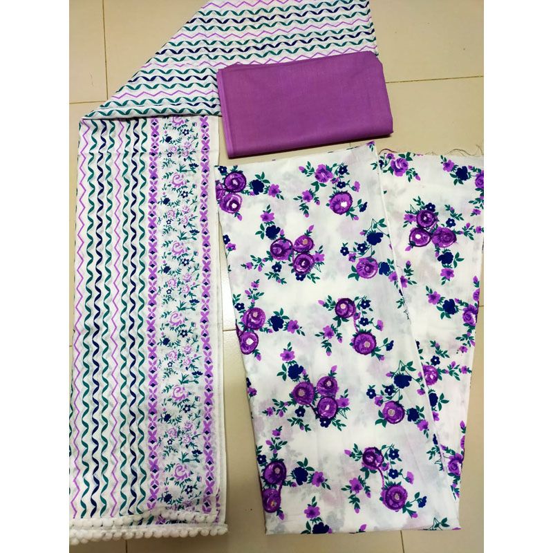 Sokh Ari Work Unstitched Skin Print Three Piece Salwar Kamiz Dress (3 Piece)