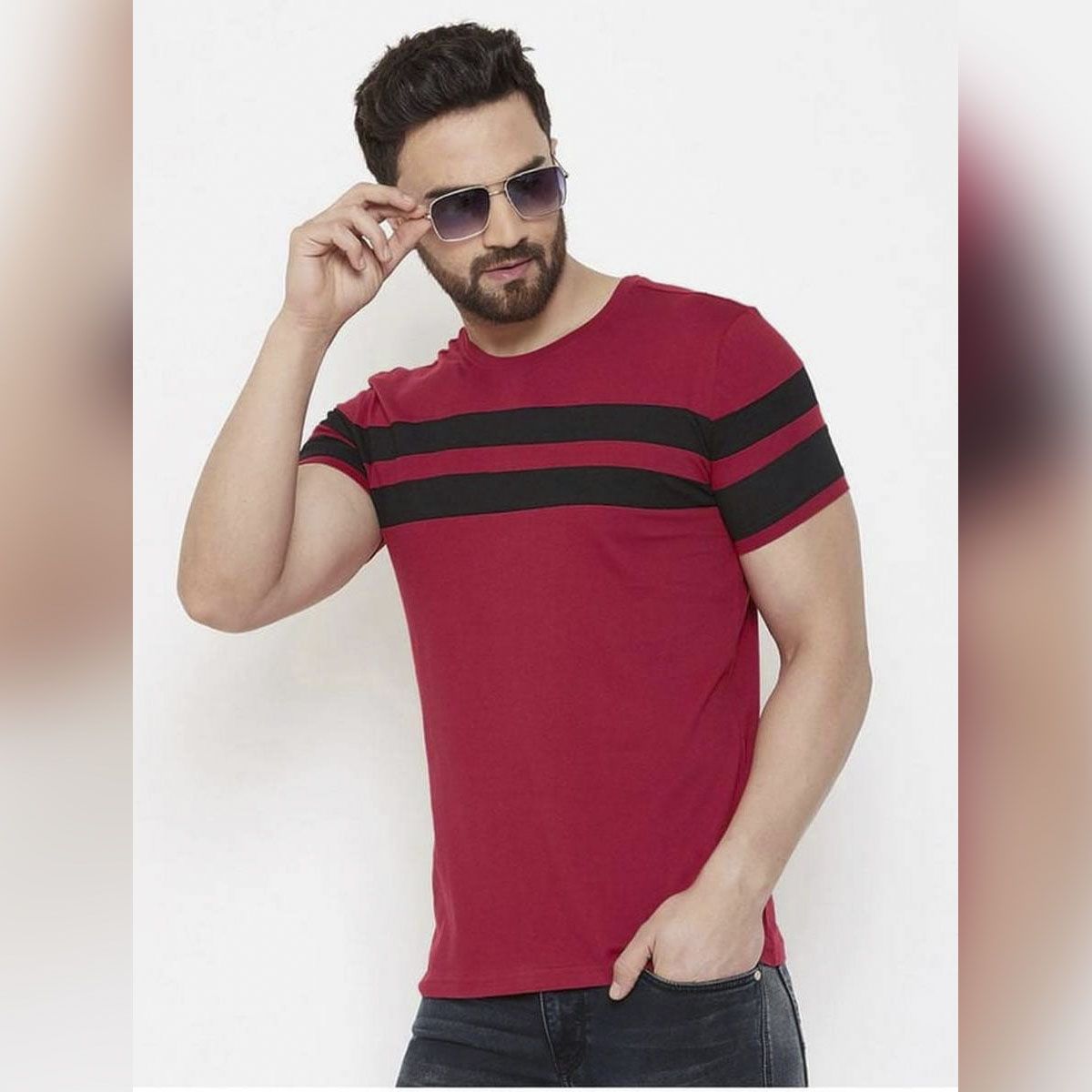 Black & Red  Half Sleeve Men's  T-Shirt By Rhythm Fashion BD