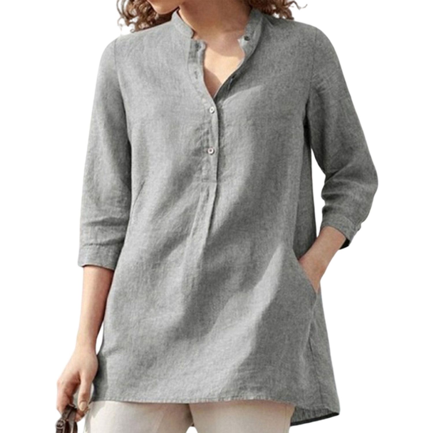 Women T-shirt Friendly to Skin Pocket Lady Top