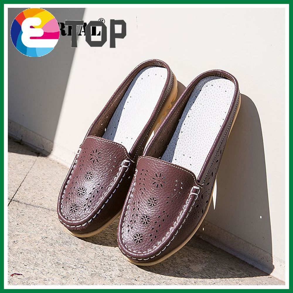 Women Flats Shoes Women Leather Shoes Woman Cutout Loafers Slip On Ballet Flats Ballerines Flats Big Size 44