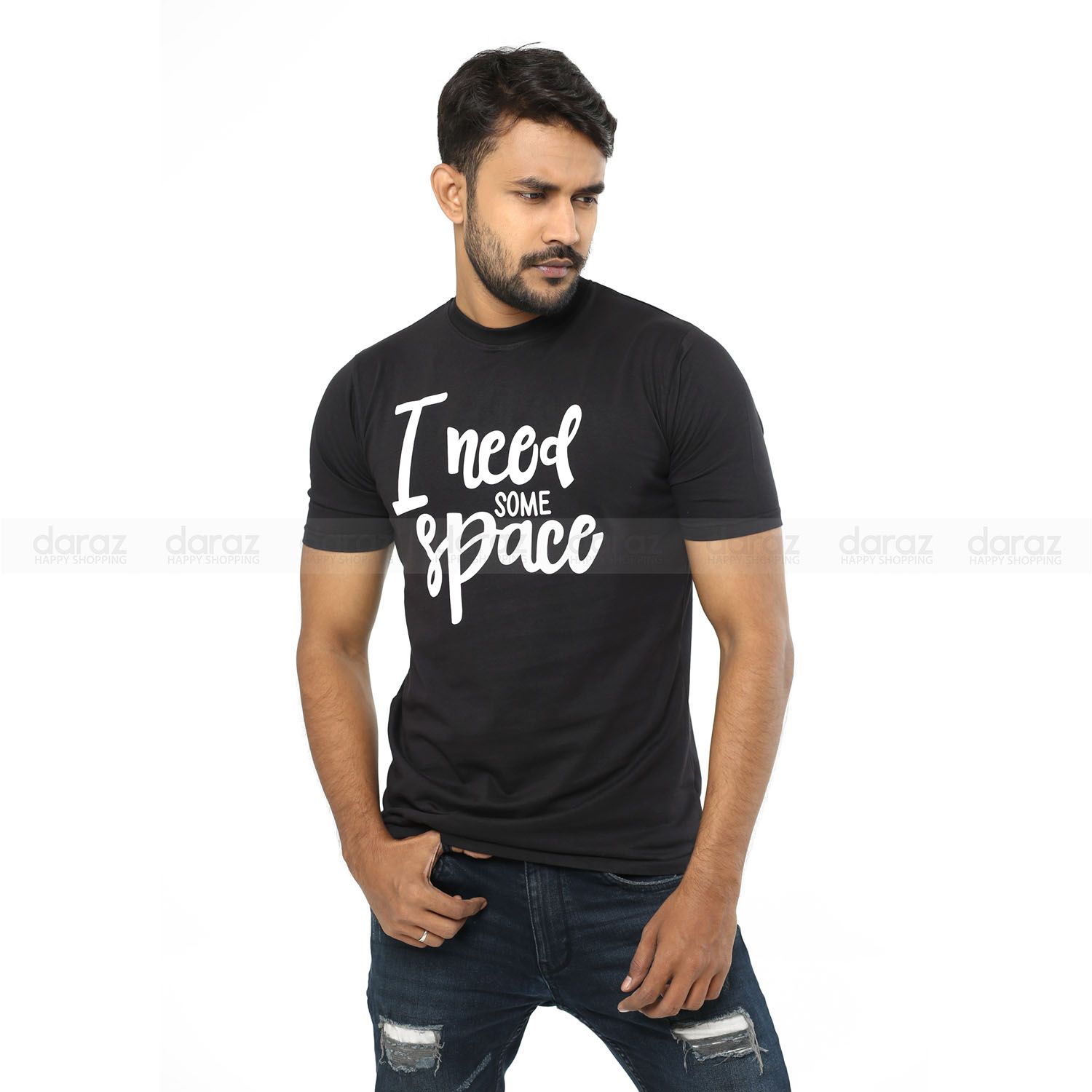 Black Color Short Sleeve Stylish print T-Shirt For Men