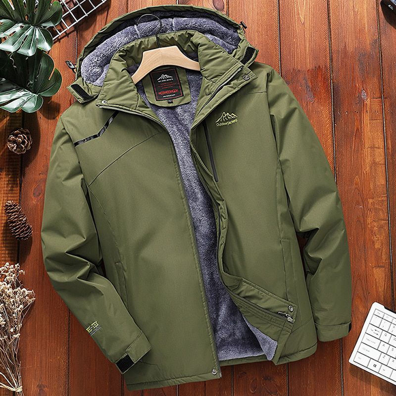 Men's Fleece Jacket PParka Large Size 5xl Coat Men Hooded Snow Outerwear Thick Warm Waterproof Jacket Male