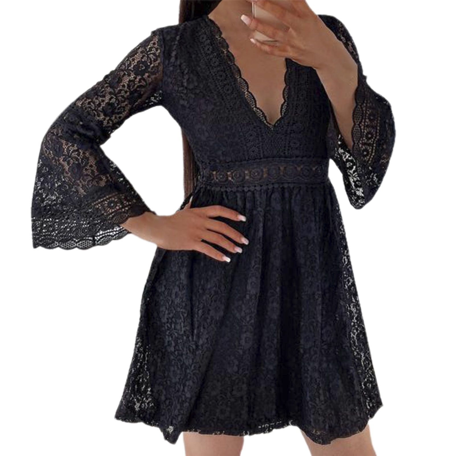 Party Dress High Waist Flower Pattern Le Sleeve Women Dress