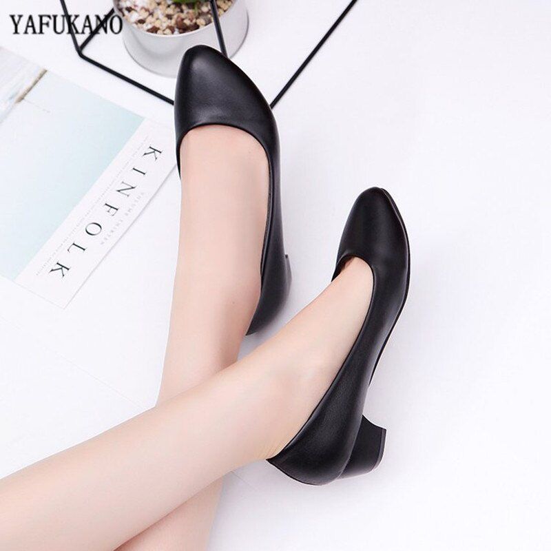 Women Mid Heel Pumps New Shoes Classic Black High Heels Shoes for Office Ladies Shoes