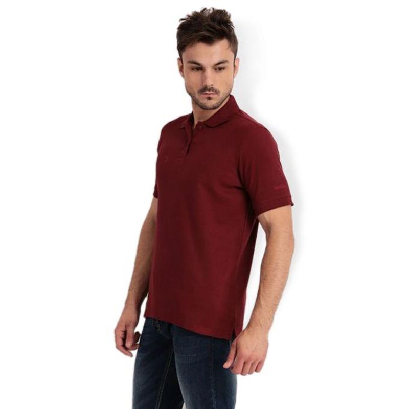 Maroon Cotton Casual Polo Shirt for Men