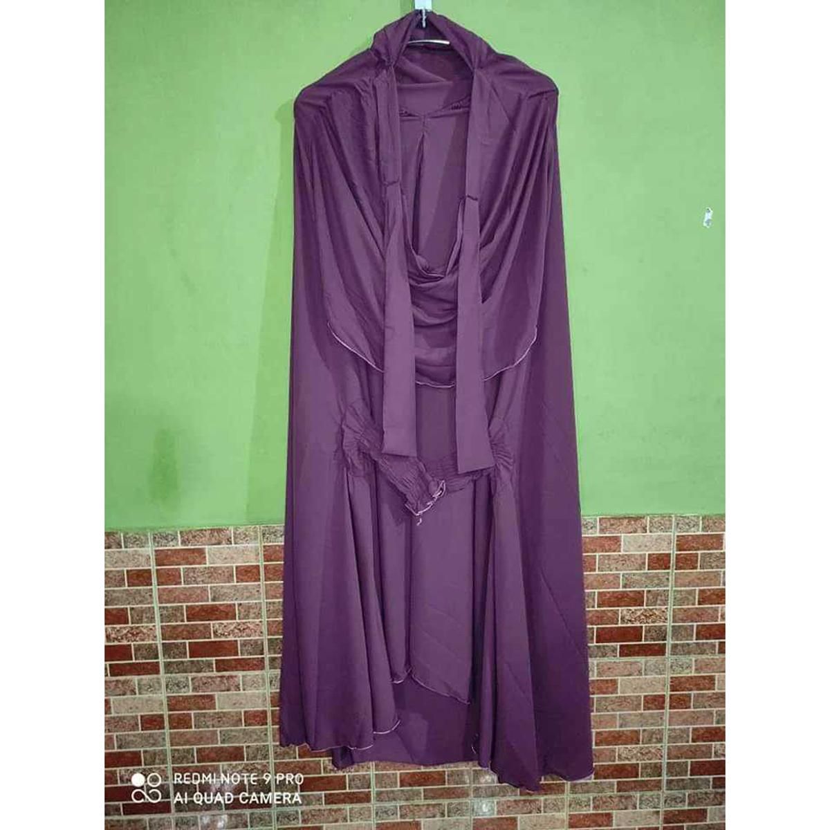Dubai Cherry Fabric Plain Khimar Borka Adjusted Niqab Hijab with Skirt Full Set