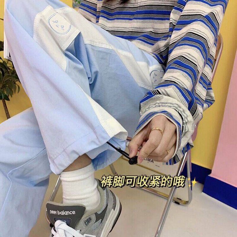 Kawaii Joggers Soft Girl Style Women's Sports Pants Pink Wide Trousers Female Cartoon Oversize Sweatpants Korean