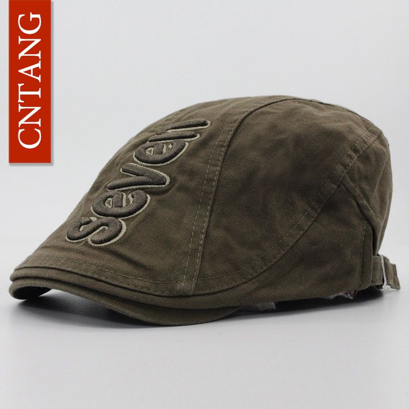 CNTANG 2017 Summer Men Beret Vintage Casual Caps Fashion Letter Berets Brand Flat Cap For Men Adjustable Hat