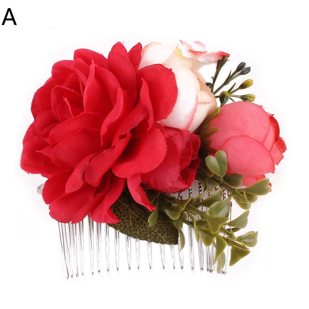 Fashion Women Artificial Flower Hairpin Haircomb Wedding Bridal Hair Accessories