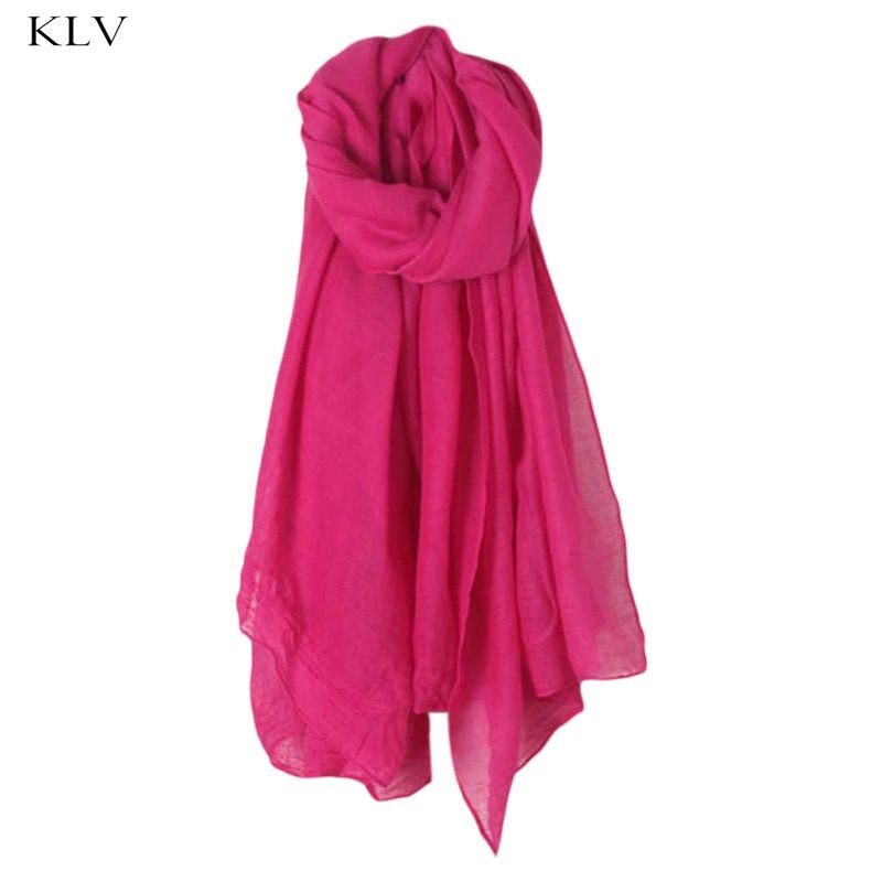 2020 Fashion New 16 Colors Women Long Scarf Wrap Scarves Vintage Cotton Linen Large Shawl Hijab Elegant Solid Black Red Whi