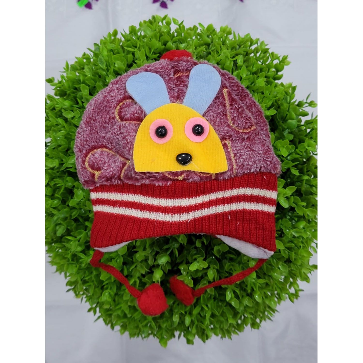 Winter Baby Cap Cartoon Pattern Plush Ball Jacquard Xmas Beanie
