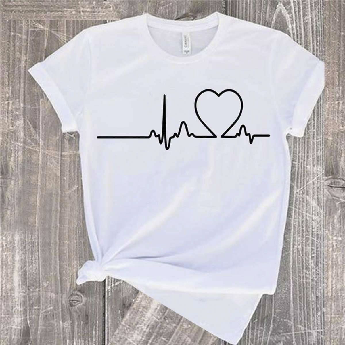 LOVE HEART BEAT White Short / Half sleeves Export Quality Best selling T shirt For Men