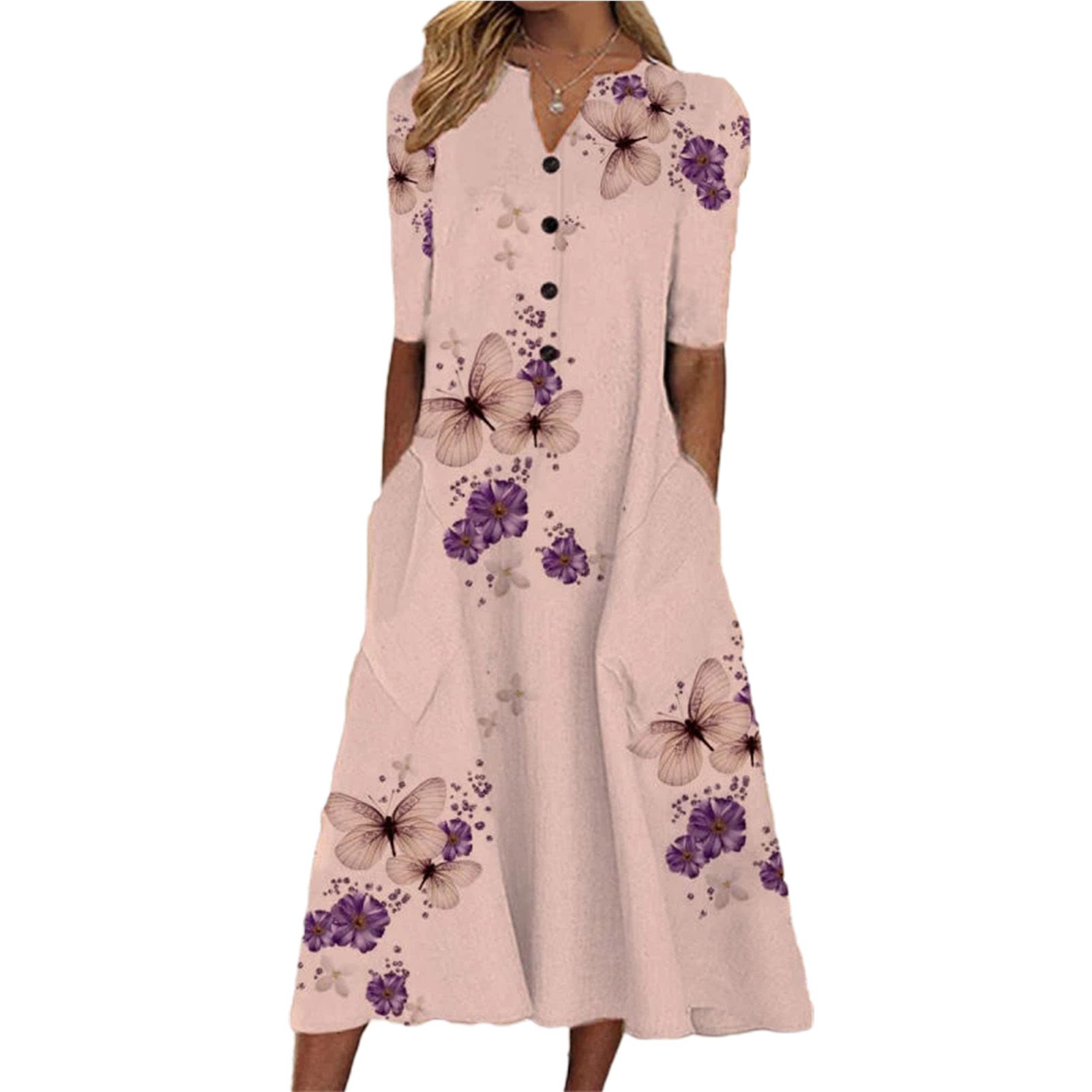 Women Dress Eye-catching d-calf Length Printed Pattern Dress