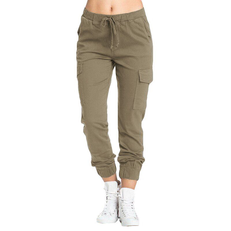 Women's Pants Fashion Drawstring Elastic Waist Long Trousers Casual Solid Pantalon Femme Loose Pockets Streetwear 7