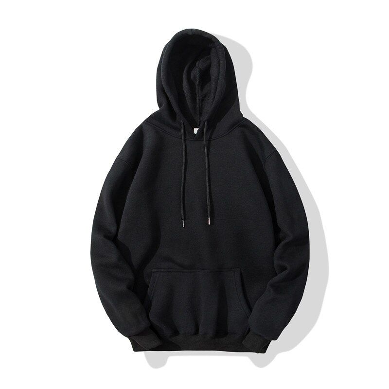 Fashion Purple Men Hoodie  Hop Streetwear Casual Hoodies Sweatshirts Elasticity Solid Color Fleece Thick Warm Threaded Cuffs