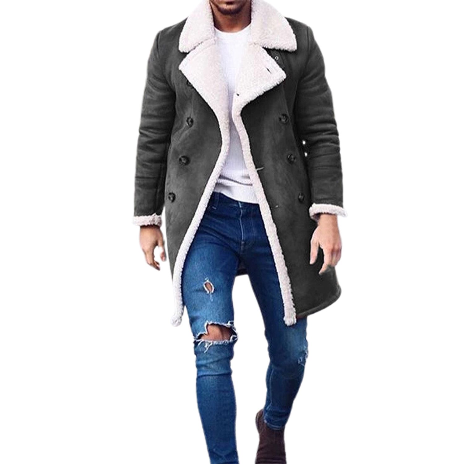 Men Jacket Contrast Colors Wear Resistant Winter Coat