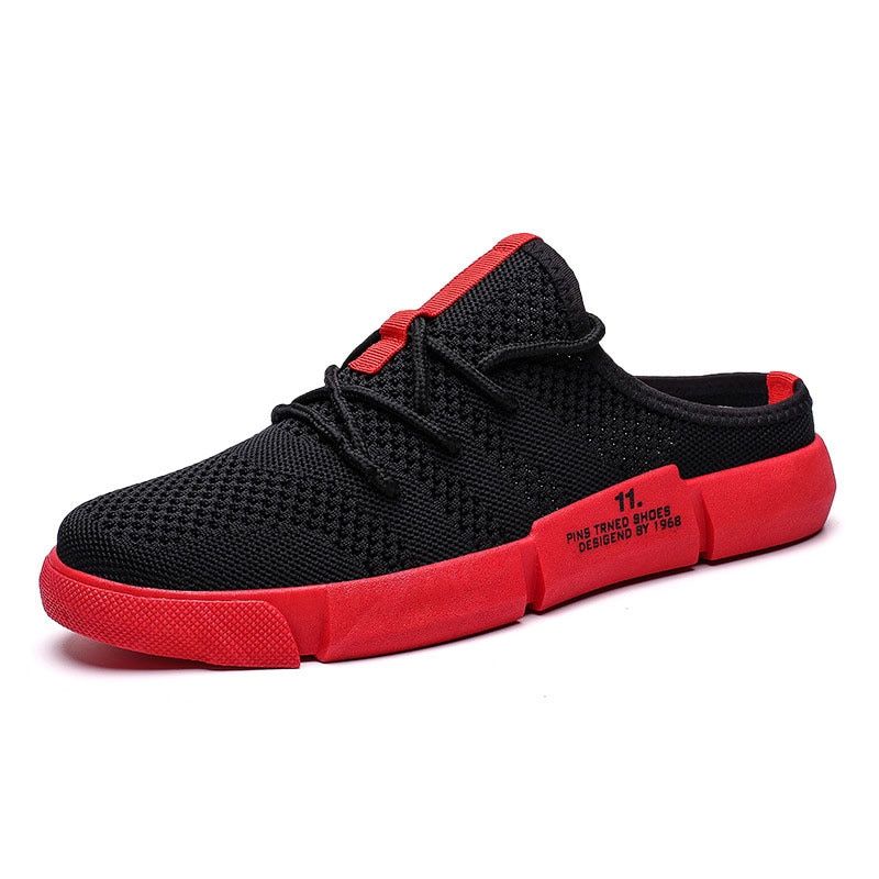 Men Half Shoes Summer2020 Trend Half Slippers Tow Beach Shoes Men Breathable Flying Woven Non-Slip Fashion Wear Personality