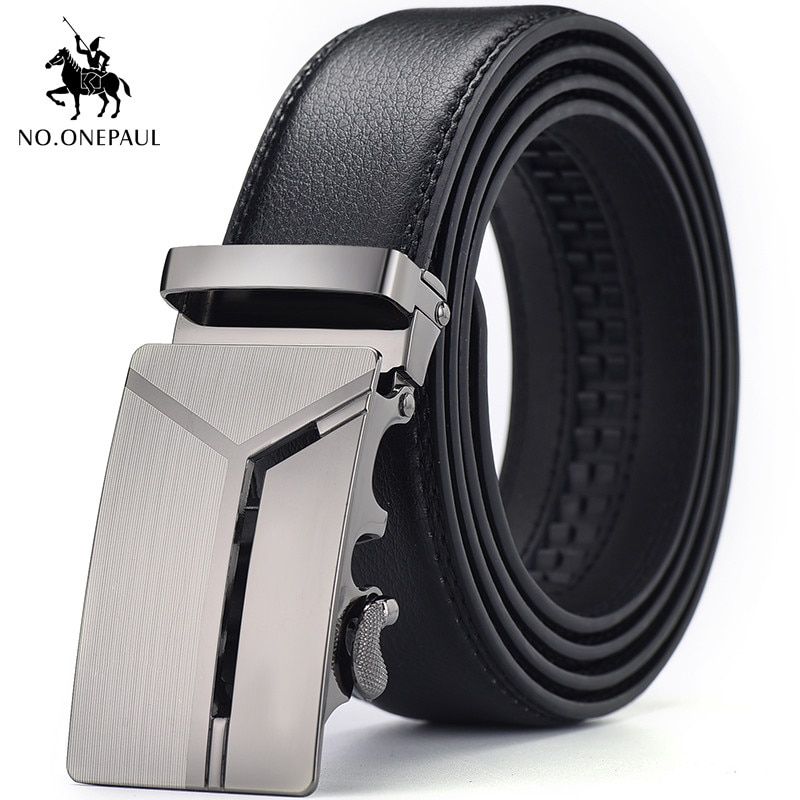 NO.ONEPAUL Men automatic buckle metal silver belt belt high quality trend, business and leisure dual-use, belt handmade men belt