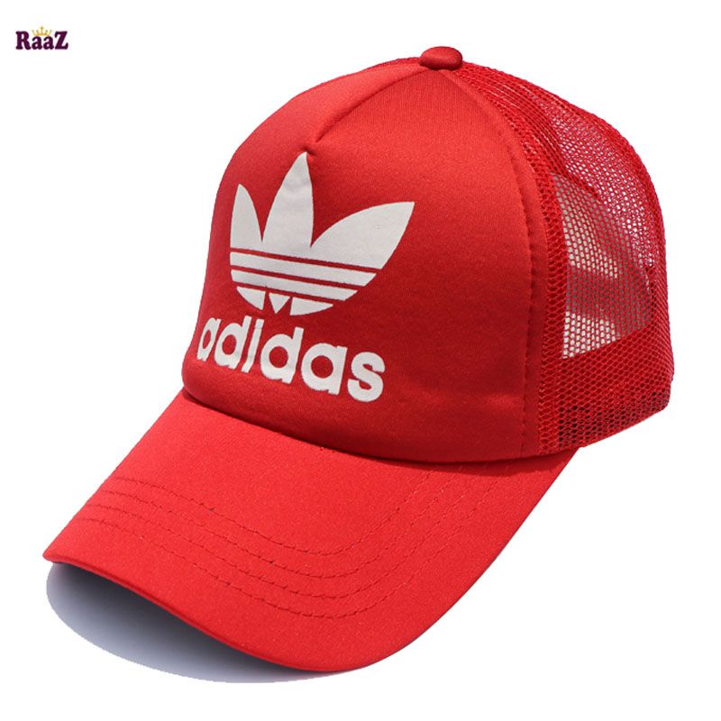Red Half Net Curved Cap For Man