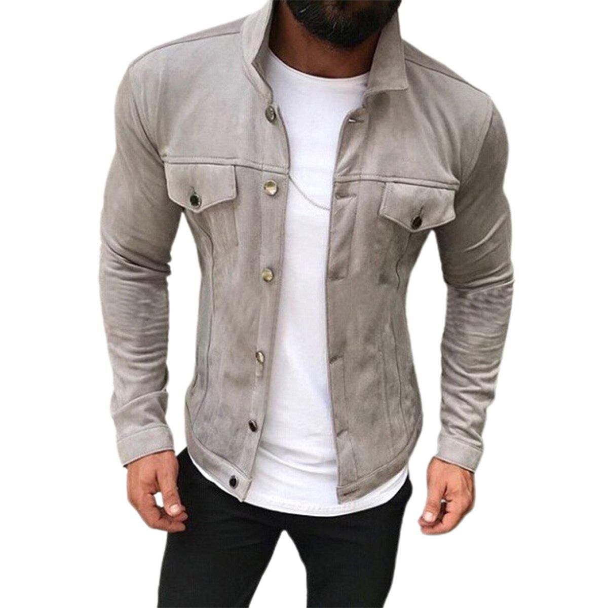 Jacket Cargo Pockets Thick Pure Color Jacket