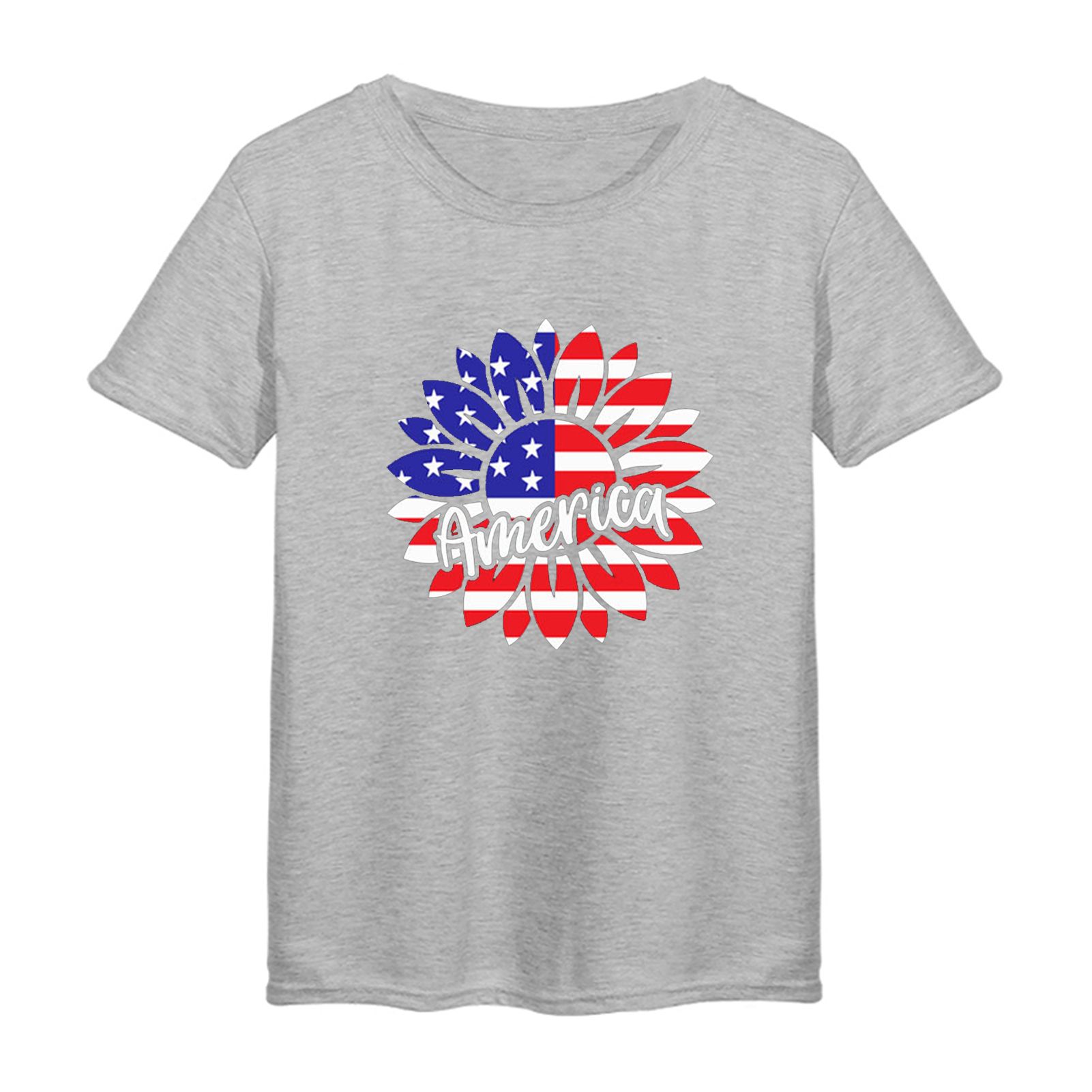 Women T-shirt Anti-deform O-neck America Sunflower Women Pullover