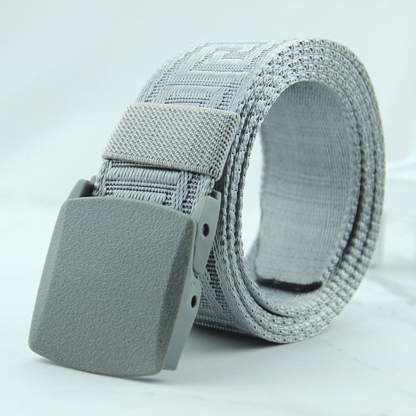 Loldeal 3.8x115cm Canvas Belt Men's Outdoor Casual Nylon Plastic Buckle Canvas Belt Woven Pants Belt