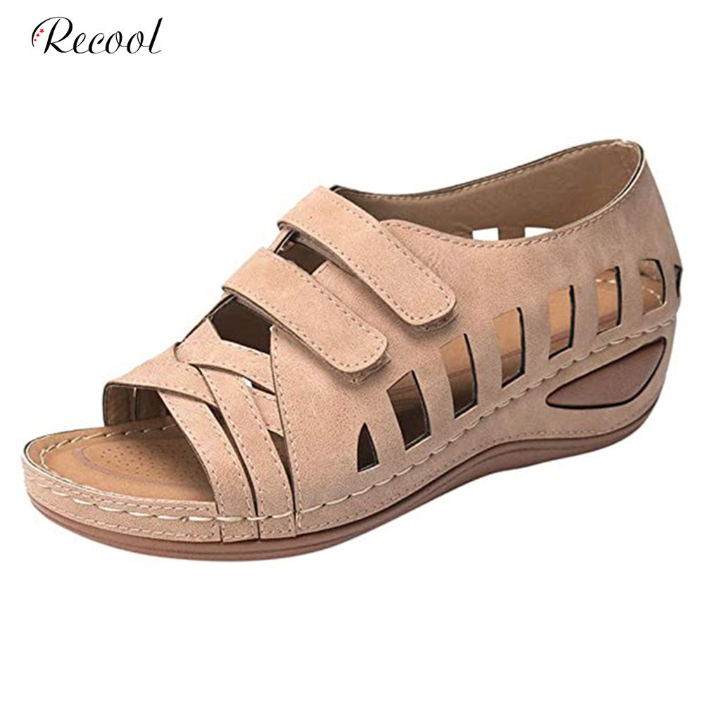 Women Hollow Sandals Cross Strappy Shoes  Hook Loop Open Toe Summer