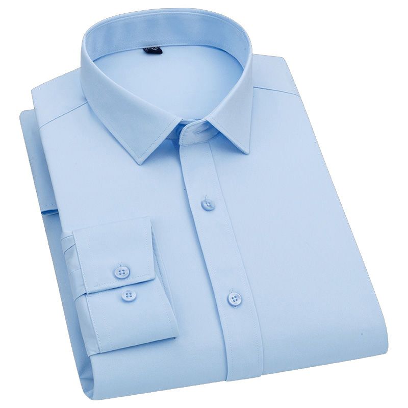 Men's Bamboo Fiber Classic Dress Long Sleeved Shirt Solid Black White Blue Gray Red Chemise Homme Male Business Casual Shirts