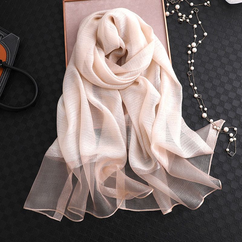 2021 New Summer Silk Scarf For Women Long Size Pashmina Lady Shawl Female Wraps Bandana Foulard Hijabs Solid Soft Beach Stoles