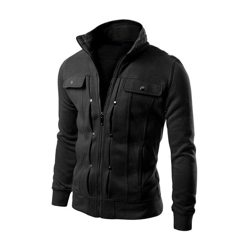 RHS Online M-3XL Men Motorcycle Style Stand Collar Jacket Coat Slim Zipper Blazer