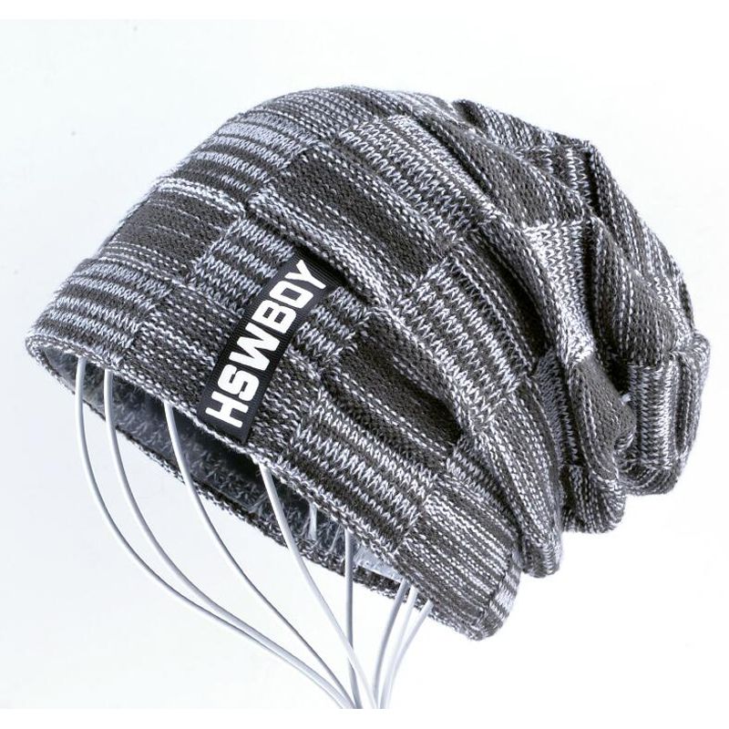 Autumn And Winter Hat For Men Women Knitted Plaid Beanies Skullies Warm Add Velvet Caps Men Bonnet Touca Muts