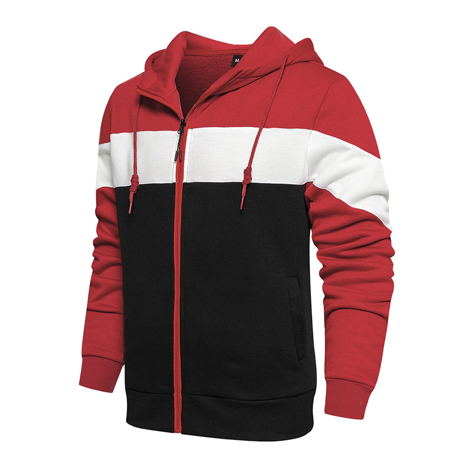 Hoodie Coat Anti-ling Patchwork Hoodie Coat