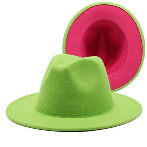 Fedora hat women men's two-color wide brim jazz top hat autumn and winter black red wool felt hat fashion personality Panama hat