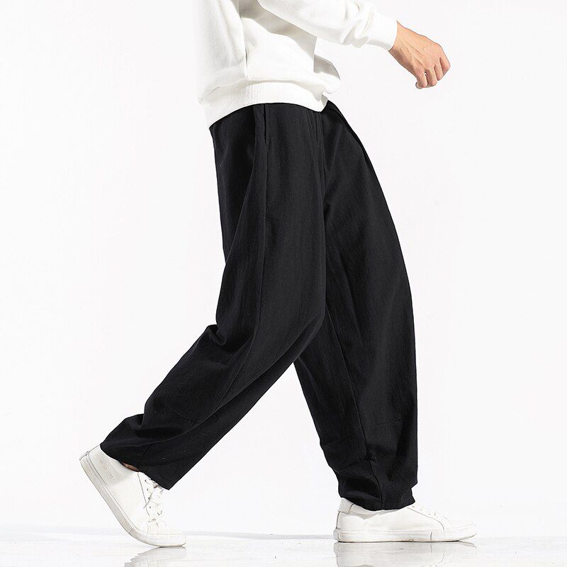 New Men's Solid Color Harem Pants Harajuku Style Men Loose Ankle-Length Trousers Streetwear Male Casual Pants Large Size