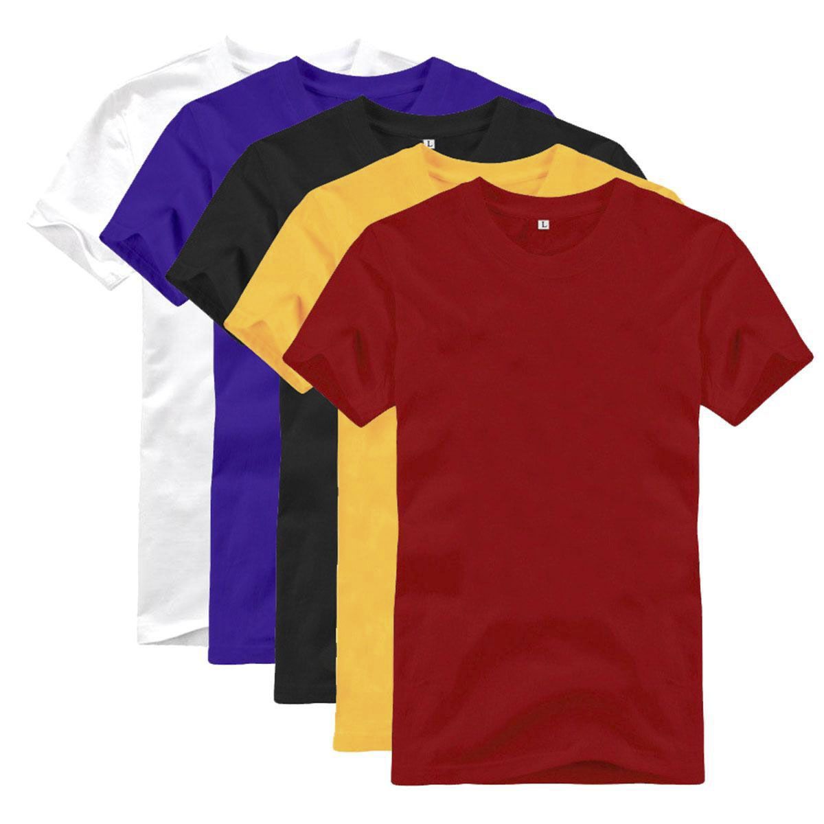 Multicolor Nit Cotton Pack of 5 Combo Round Neck T-Shirt for Men