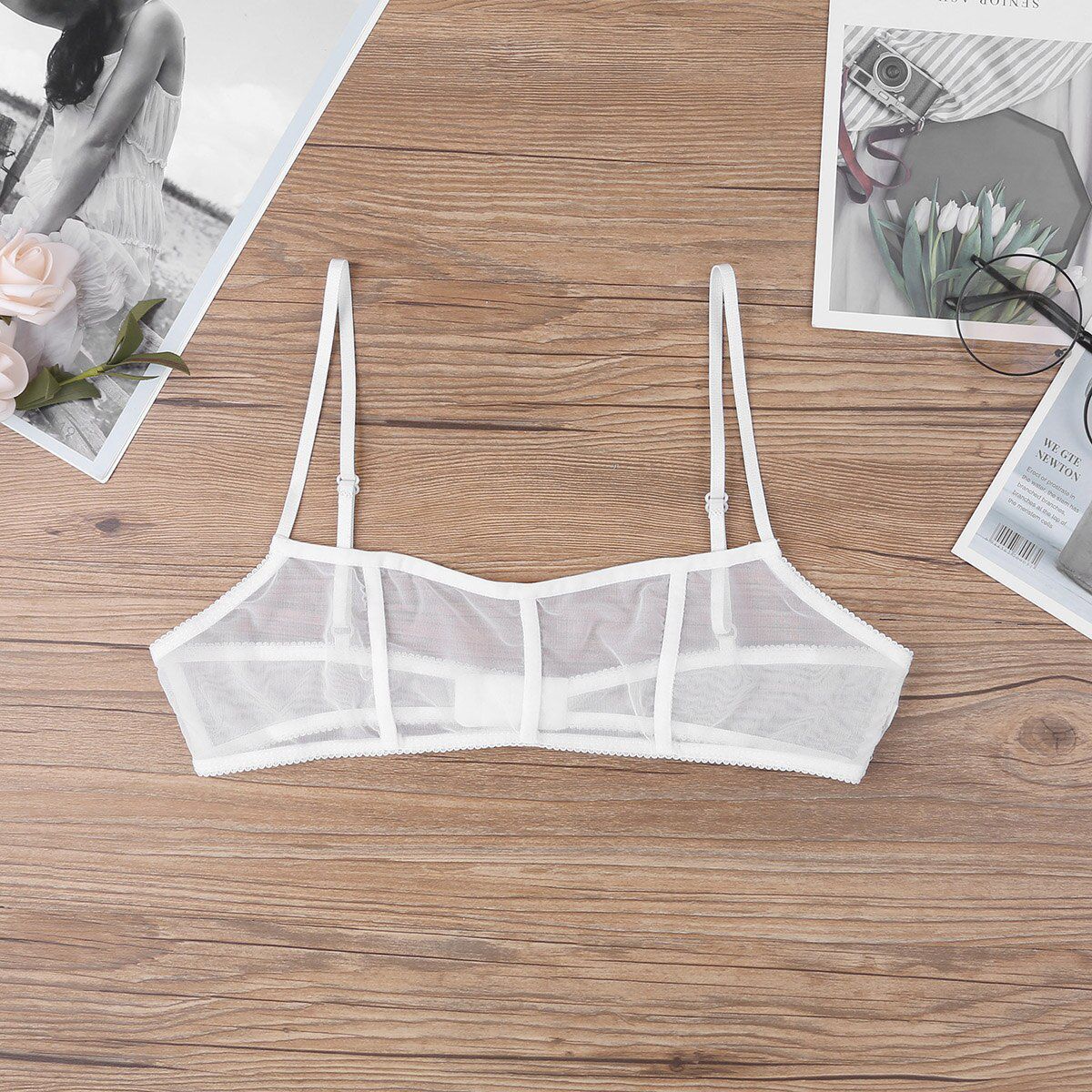 YiZYiF  Women Bra  bralette Lingerie See Through Mesh Wire-free No Pad Bra Top Breathable Seamless Bralette Bra women