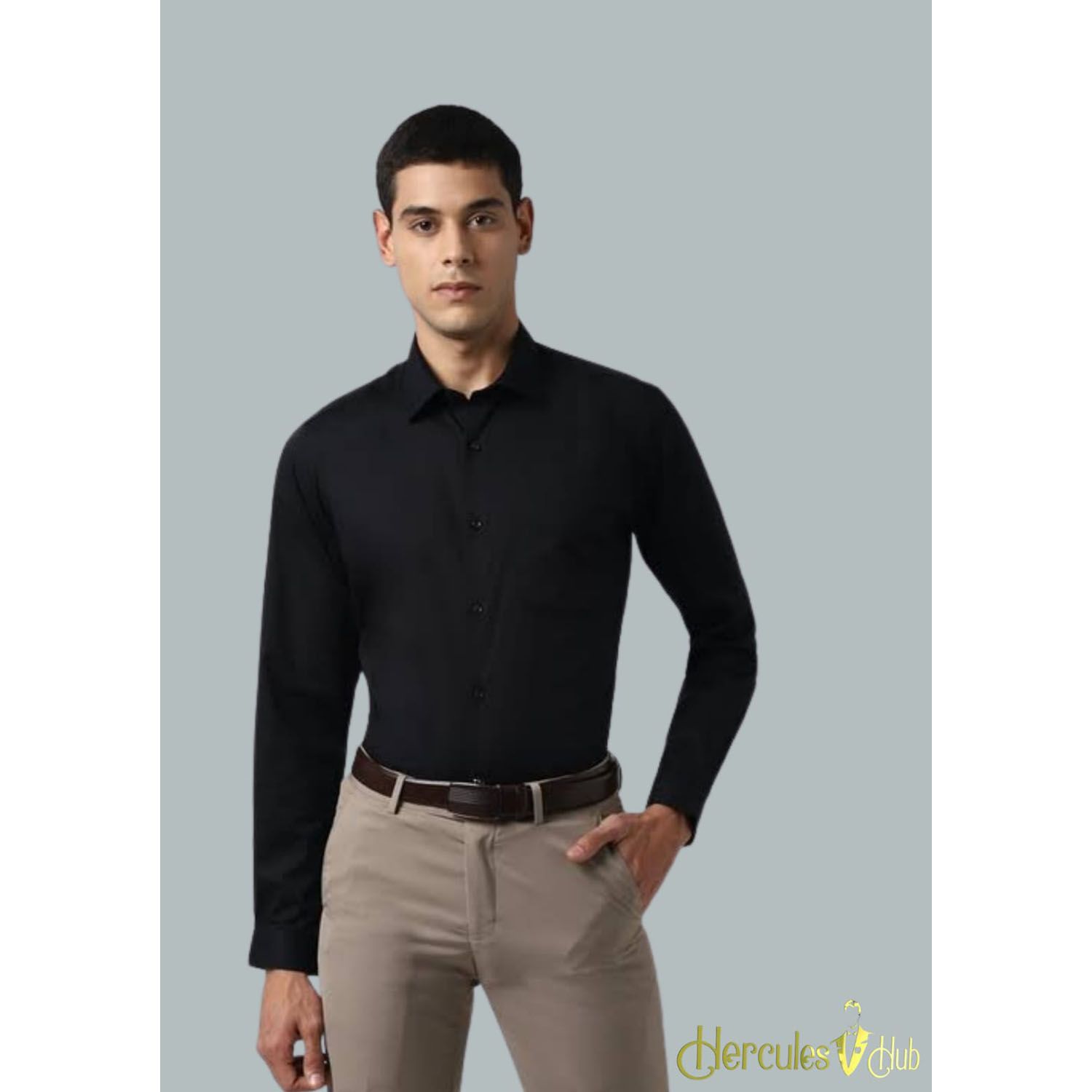 Men's Cotton Full Sleeve Casual Black Color Shirt