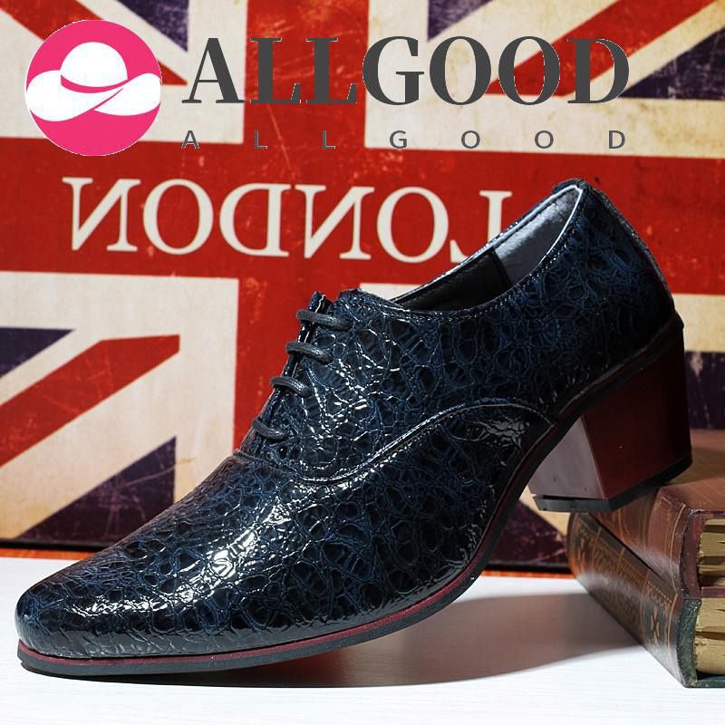 Men High-heeled Increased 5cm Derby shoes Dress shoes Wedding shoes Formal shoes Business shoes Casual suit shoes Banquet shoes Night club shoes Hair stylist shoes