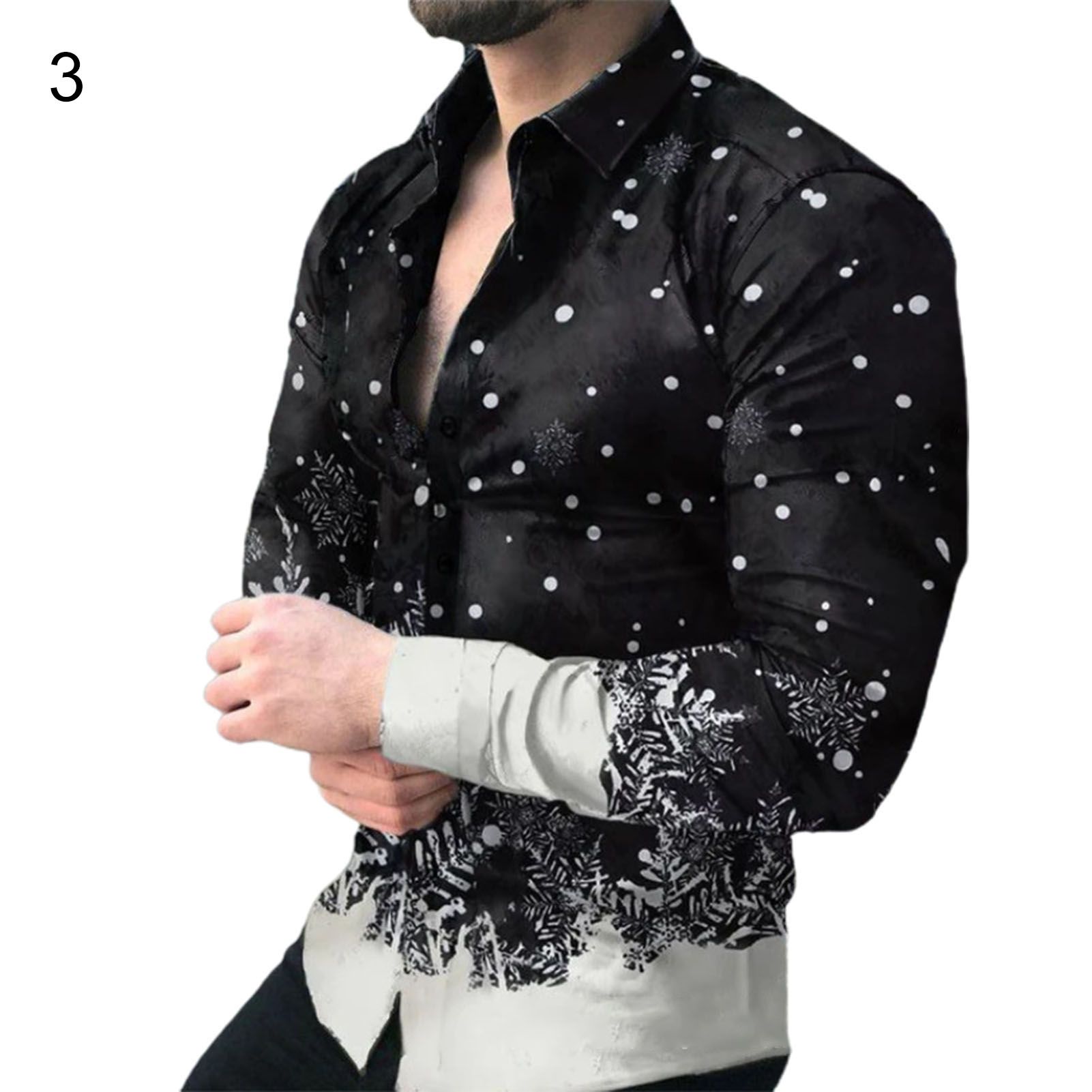 Long Sleeve Top Turndown Collar Digital Printing Lapel Shirt