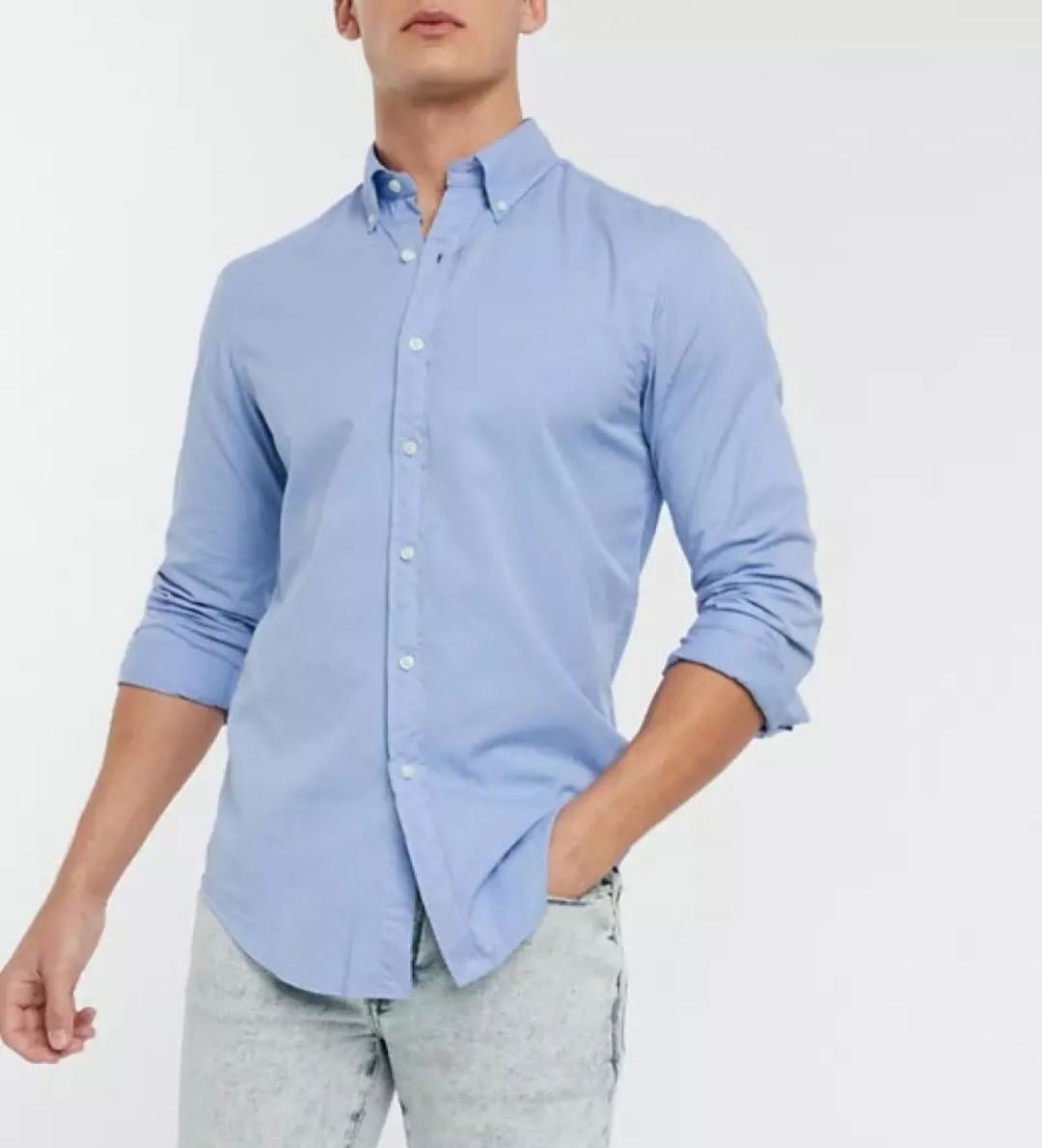 Premium_Sky Blue Full Sleeves Casual cotton Shirt for Men.