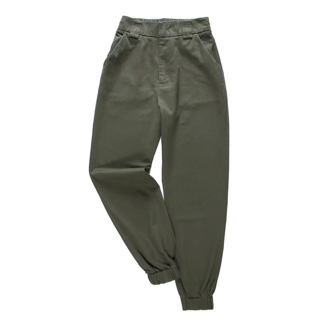Chic Women Army Green Pants High Waist Trousers Joggers Women Cardo Pants Women Ankle Length Pants Female Trousers