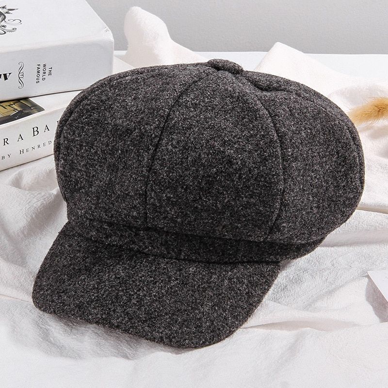 CARTELO Fashion Pure color woolen octagonal hat autumn and style cap Men and painter hats Casual Peaked Cap