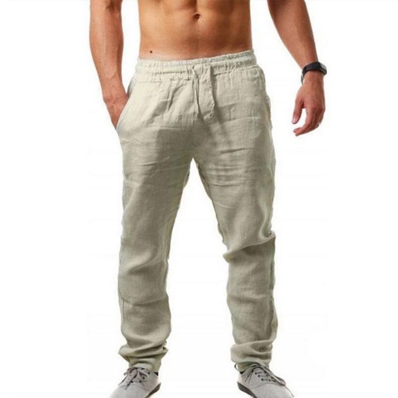 Man Pants Summer Men's New Style Simple and Fashionable Pure Cotton and Linen Trousers Sport Pants Men Fitness Sportswear