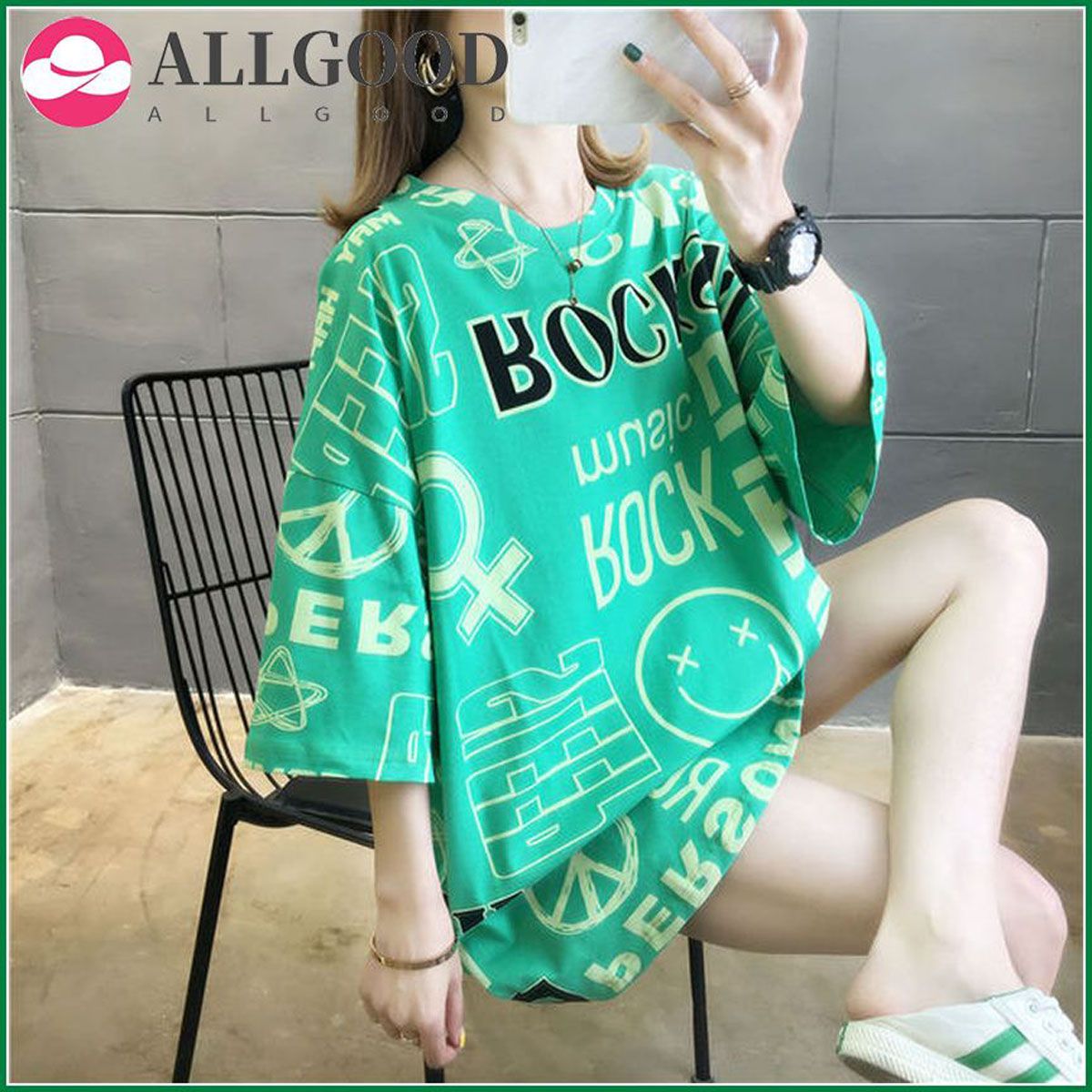 Summer short-sleeved T-shirt women casual oversized Harajuku striped stitching T-shirt fashion streetwear women  tops