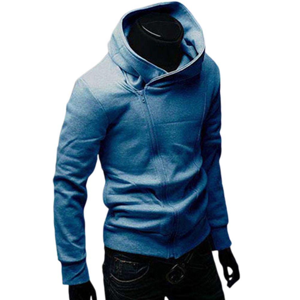 Yfashion eenager Boy Hoodie Sweatshirt Oblique Zipper Solid Color Student Casual Spring Autumn Coat Plus Size
