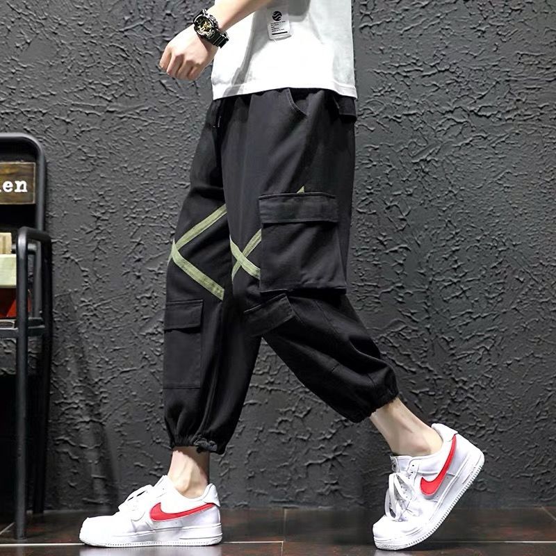 Pockets Cargo Pants Men Color Patchwork Casual Jogger Fashion Tactical Trousers Tide Harajuku Streetwear